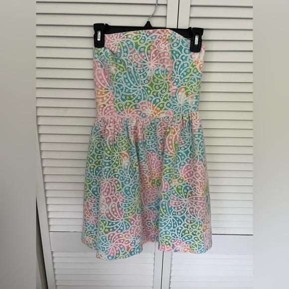 Lilly Pulitzer - Multicolored Lace Overlay Strapless Dress - Size 0 - Picture 3 of 5